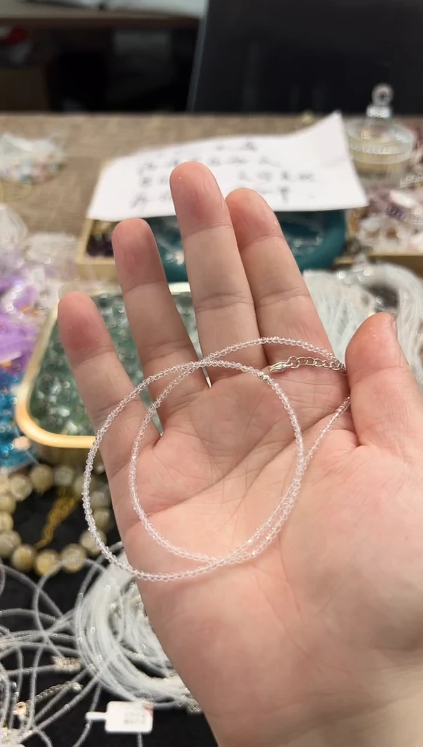 水晶手链未镶嵌白水晶迷你刻面锁骨链