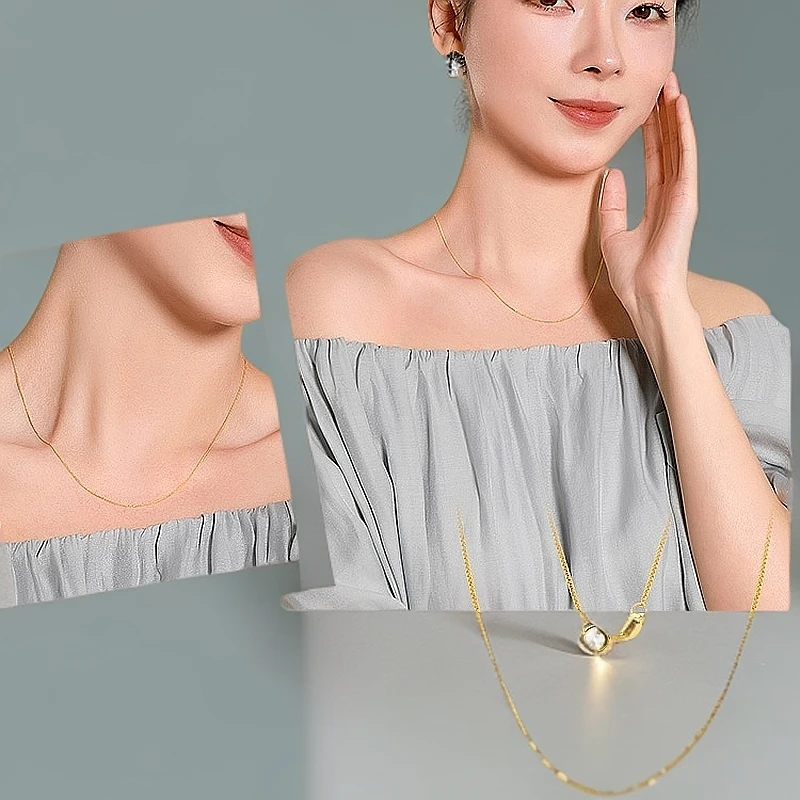链子925银 1-气质女士细款肖邦链素链简约锁骨时尚颈链小众百搭