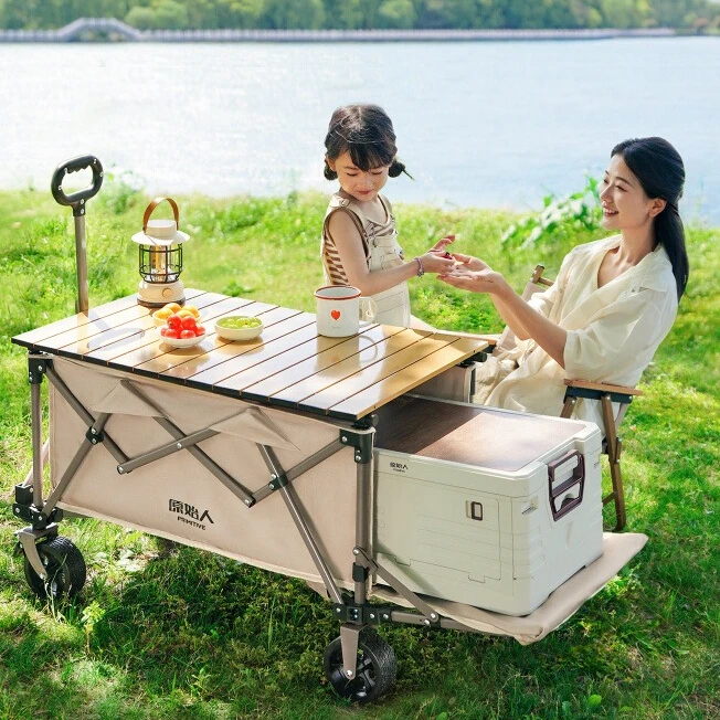 【原始人随风露营推车】户外折叠营地车儿童可躺野餐野营旅行聚拢车