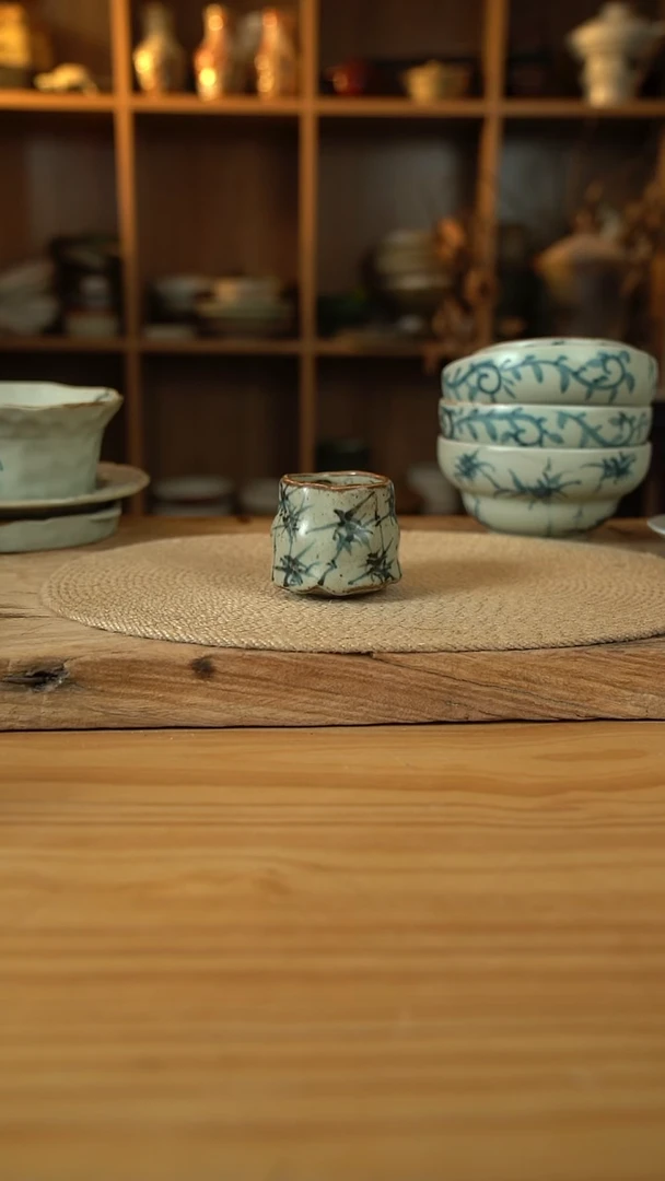 手绘竹子系列的1号竹子茶杯1个