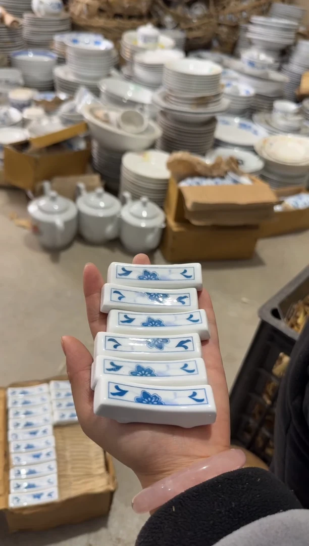 摆件蓝海棠筷架六个一组微瑕请慎拍