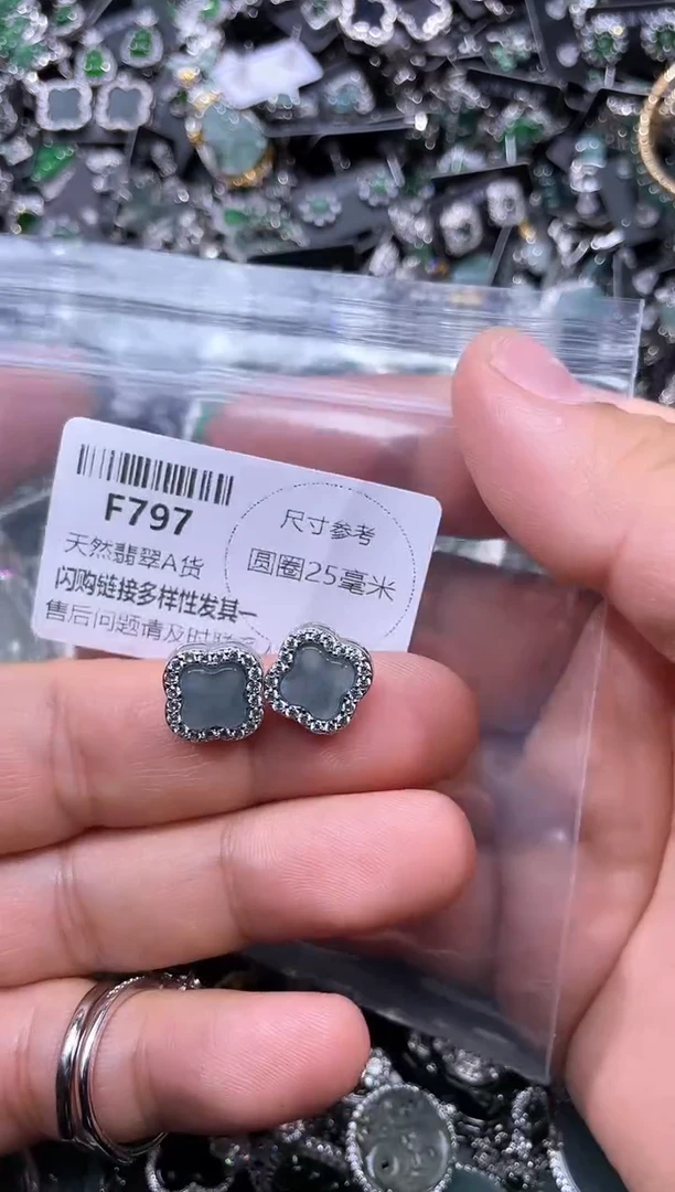 【闪购商品】翡翠颈饰未镶嵌F797耳钉