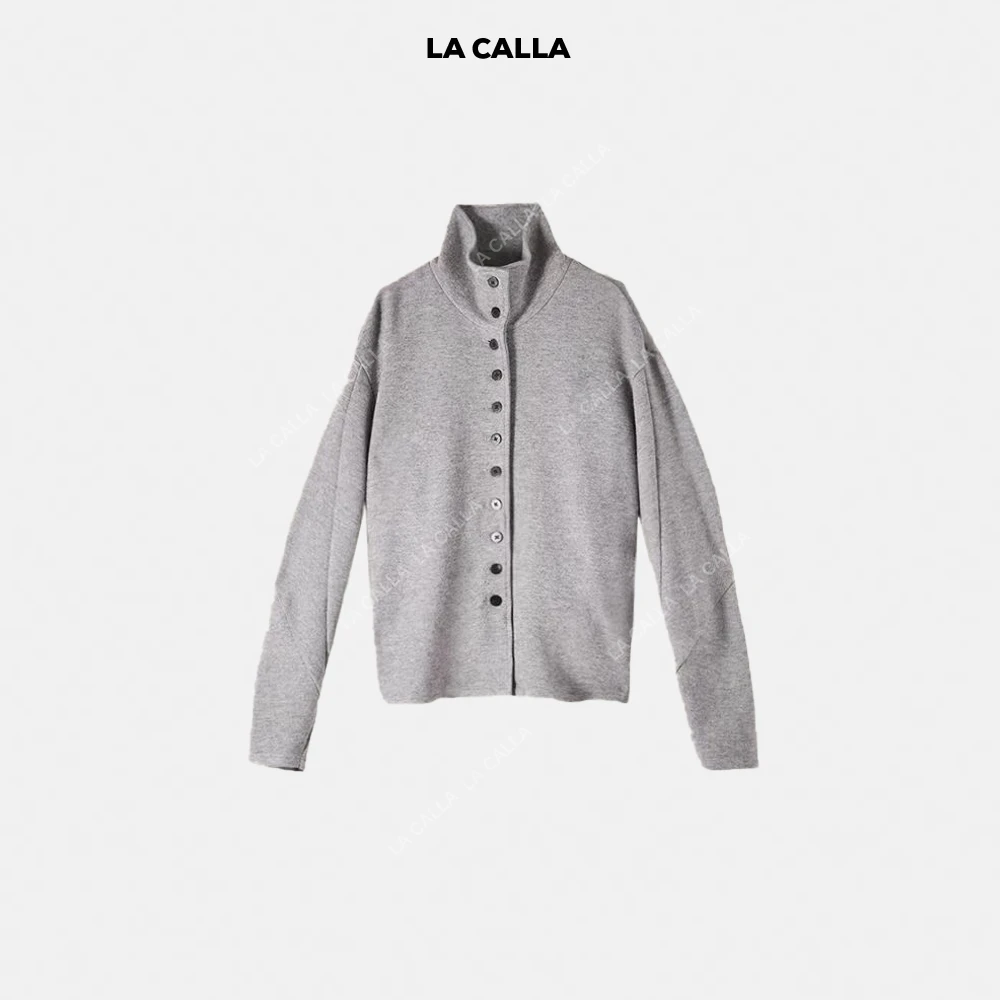 LA CALLA华伦套装灰色设计师潮流立领休闲套装K042