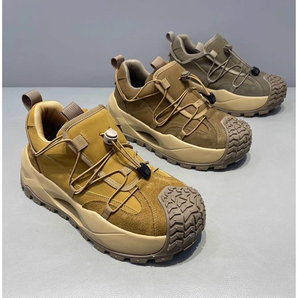 男鞋英伦风厚底工装鞋2025秋冬季新款弹力带一脚蹬户外休闲鞋