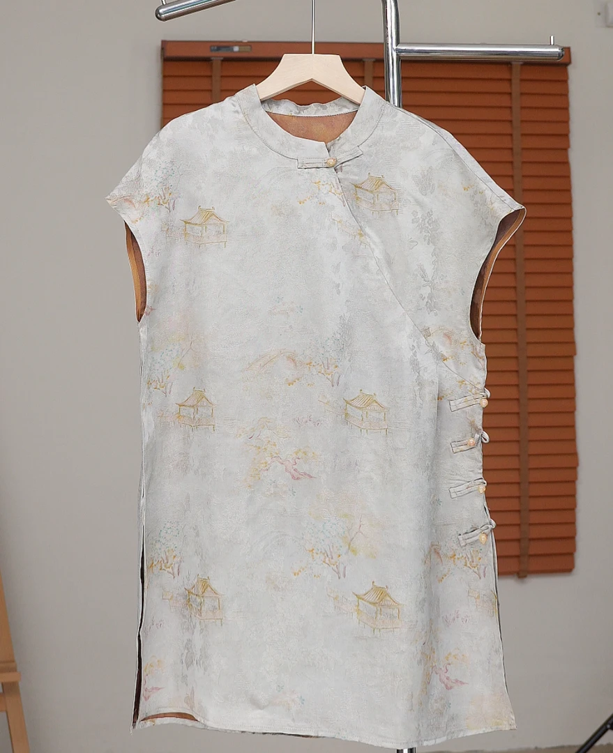 独坐水亭｜新中式国风时尚百搭重磅上衣奥黛小衫