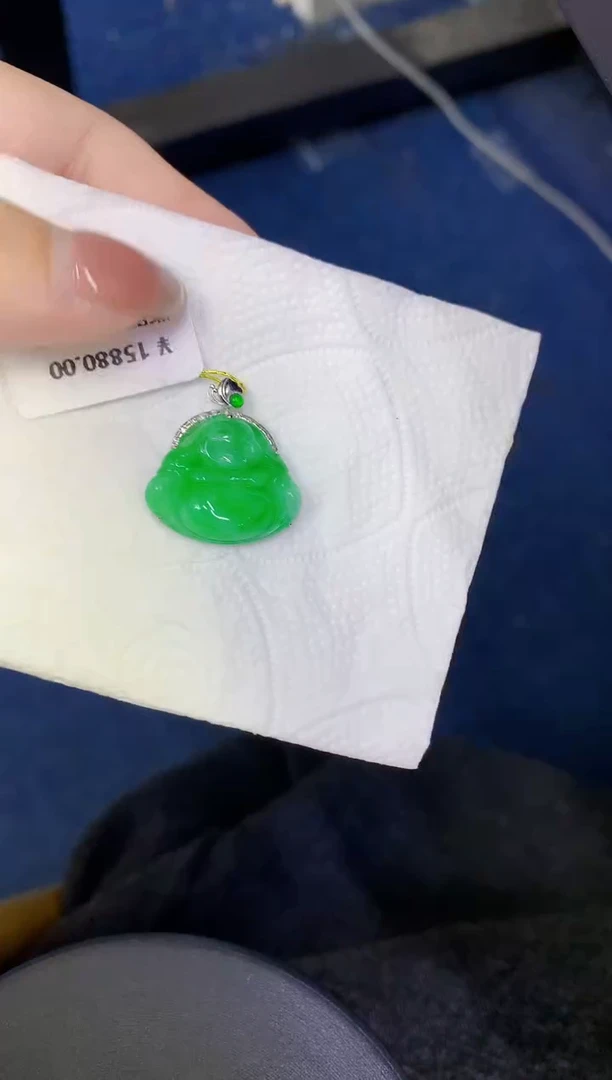 颈饰18K金镶嵌翡翠缅甸天然翡翠A货632