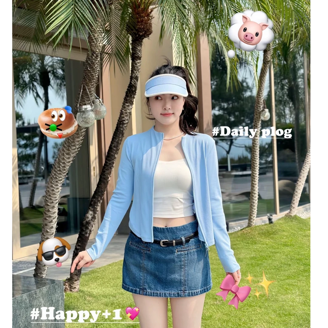 PM王囡囡 淡黄/天蓝/粉/黑色不规则边双拉链外套 ND1A0035