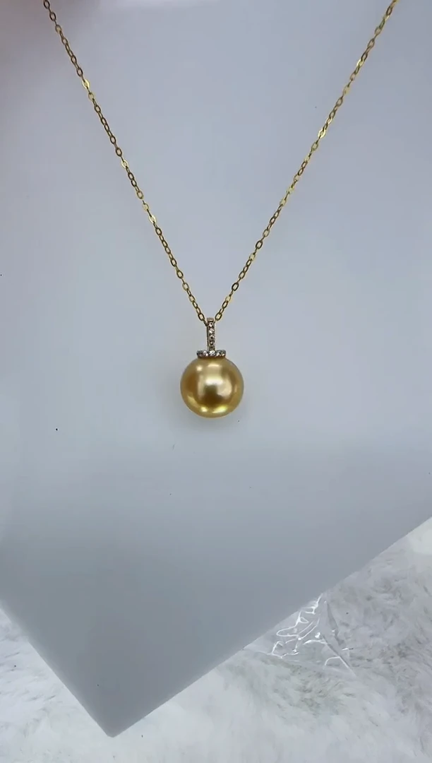 18K金镶嵌海水珍珠DA海水金珠吊坠10-11 ss162