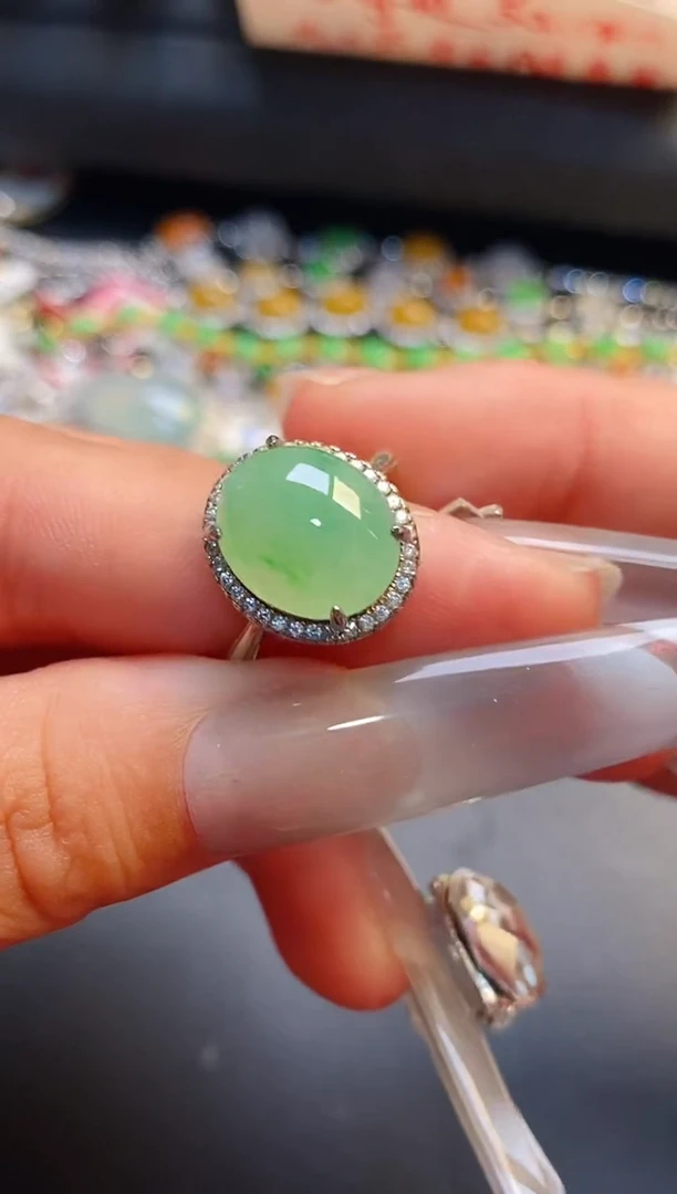 银S925镶嵌戒指翡翠天然