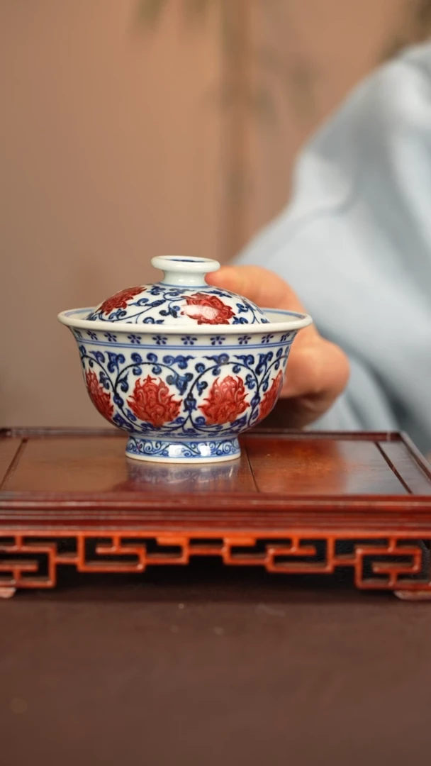【闪购商品】盖碗永明尚玩窑景德镇手工手绘陶瓷+
