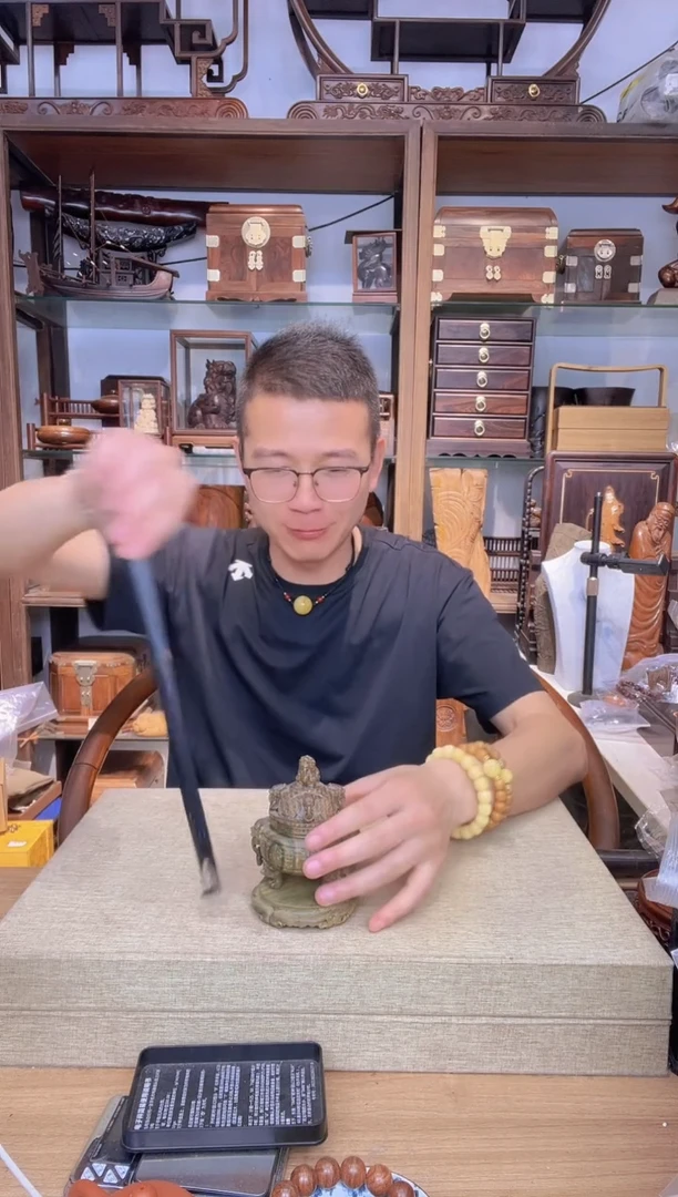 乌木类书架571绿檀小号香炉