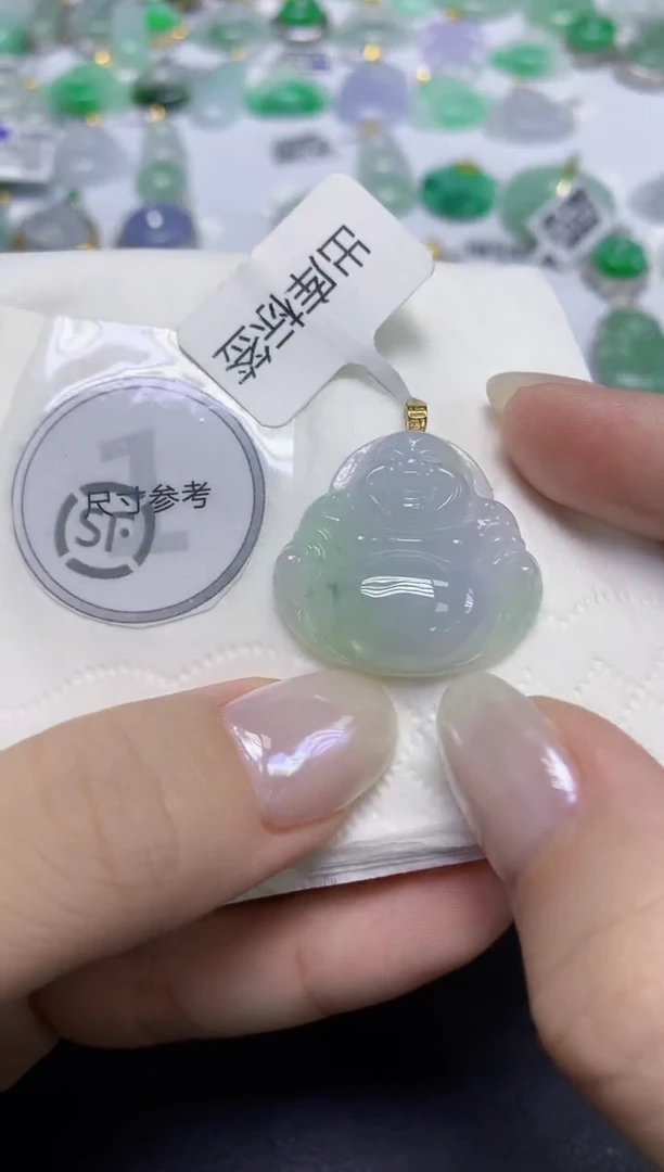 颈饰18K金镶嵌翡翠天然缅甸翡翠A货百元以上9元证书费自理