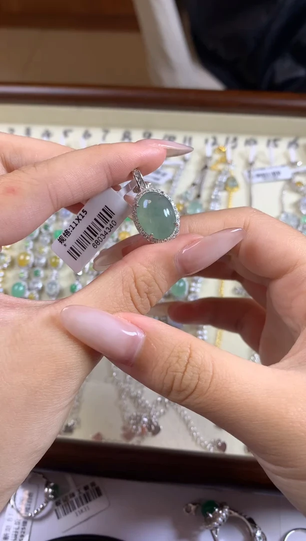 银S925镶嵌戒指翡翠吊坠