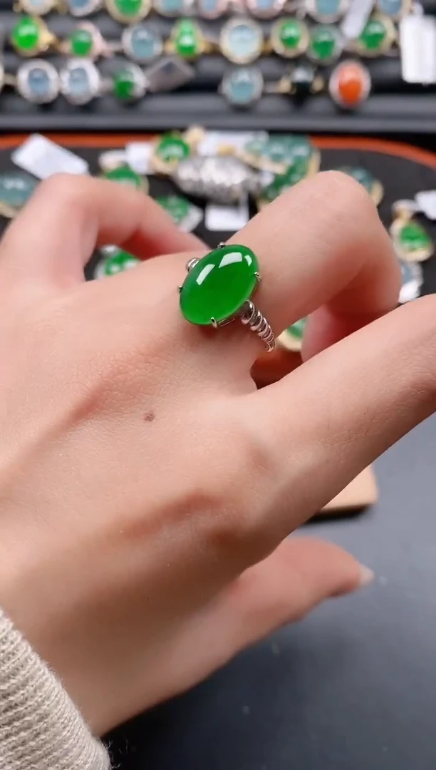 银S925镶嵌戒指翡翠1111111