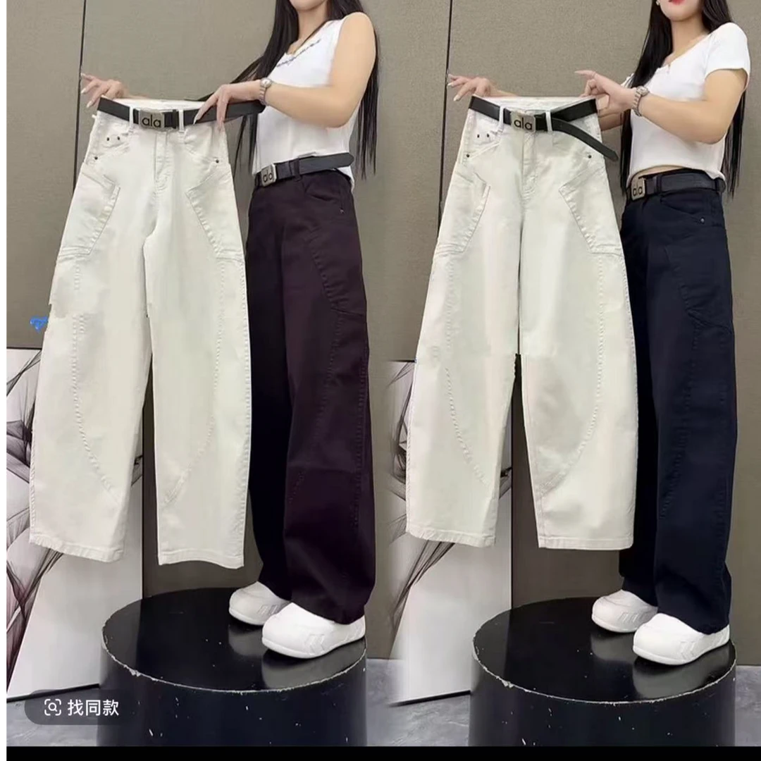 早秋工装裤阔腿弯刀裤时尚极简风宽松直筒裤女气质百搭