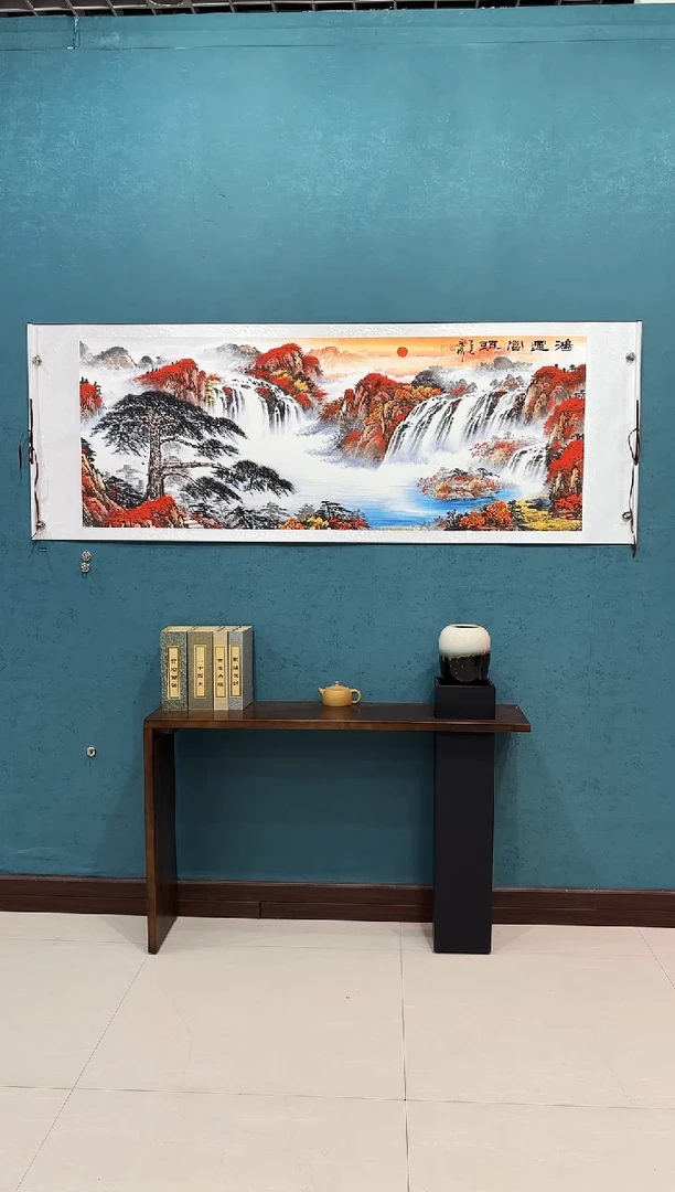 国画《鸿运当头山水》70*200厘米卷轴软裱