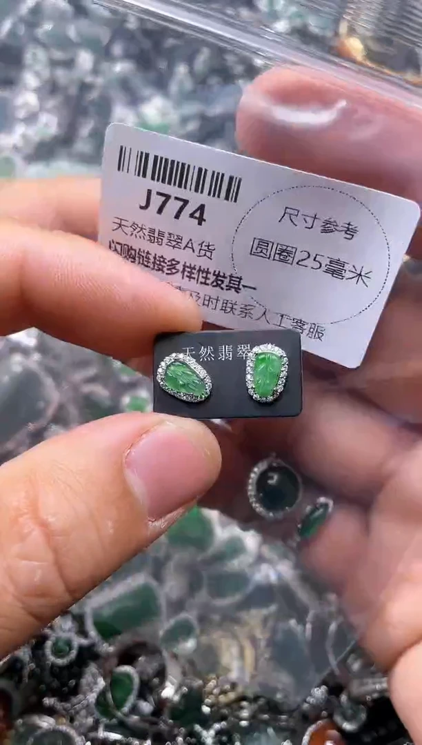 【闪购商品】翡翠颈饰未镶嵌J774耳钉