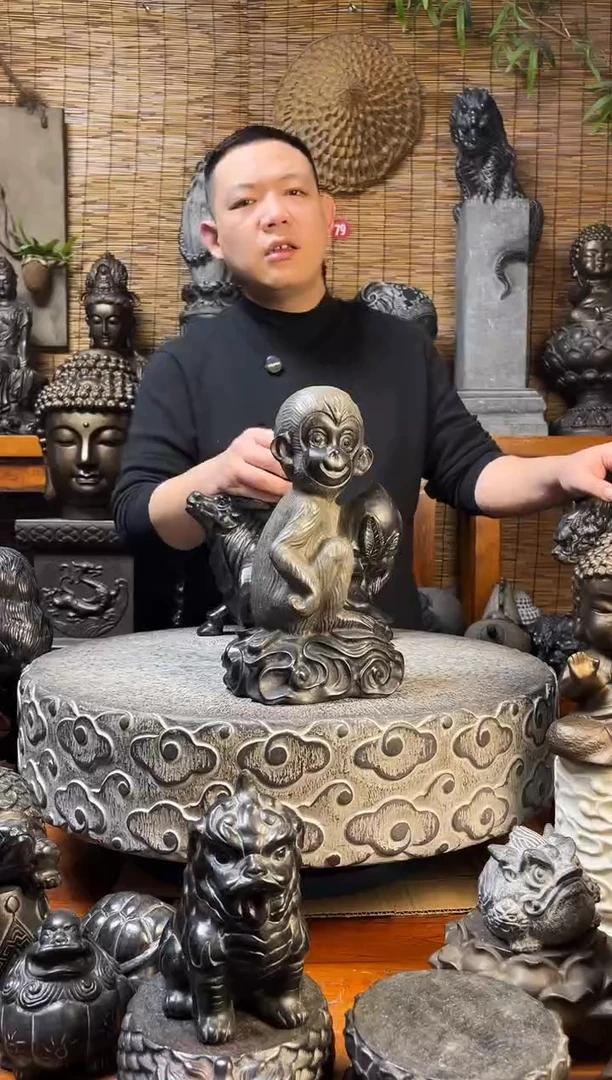 石材30猴子天然青石雕刻