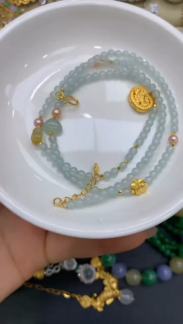 翡翠足金镶嵌颈饰407-中国好珍宝