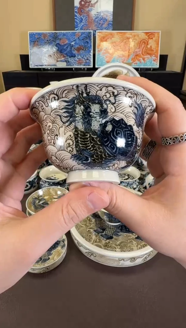 二号釉龙龟压手杯