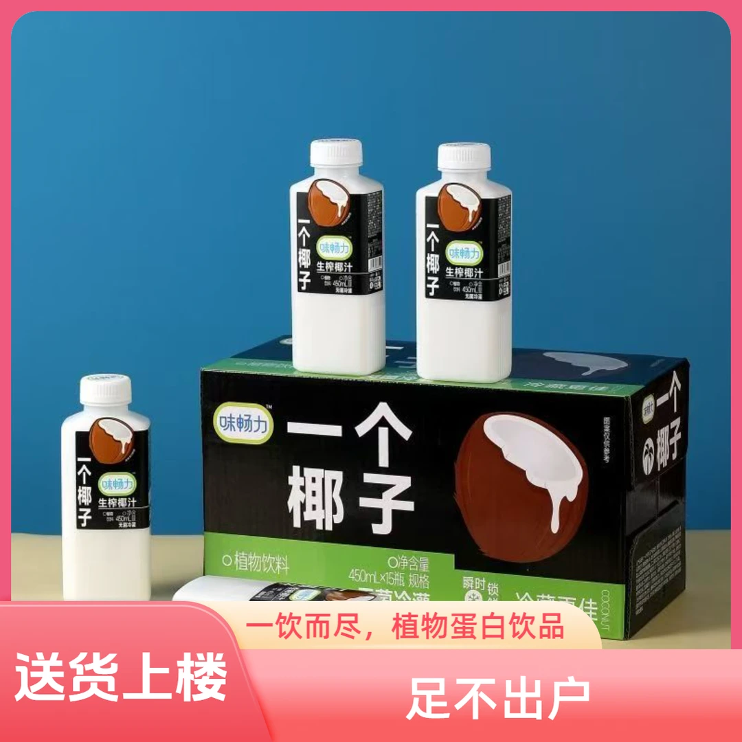 味畅力一个椰子果肉生榨椰子汁植物蛋白饮料450ml*15瓶植物蛋白饮