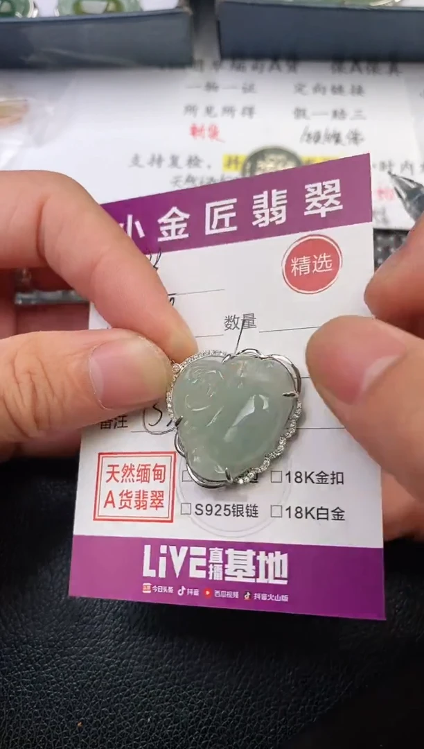 翡翠银S925镶嵌颈饰梁****?挂件