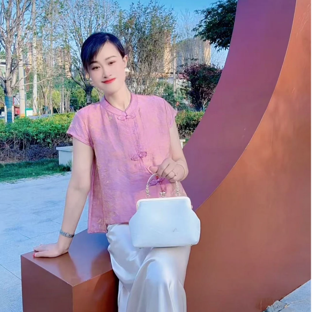 （清雅）新中式短袖女时尚显瘦百搭洋气夏季新款