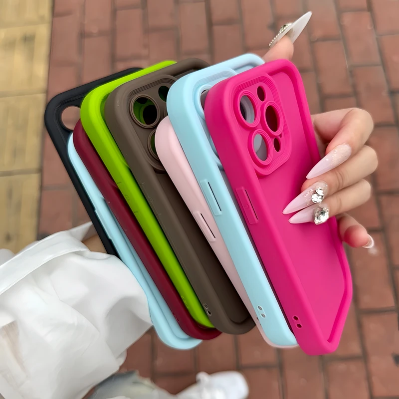 适用苹果oppo华为vivo小米|纯色全包简约iPhone16精孔肤感手机壳