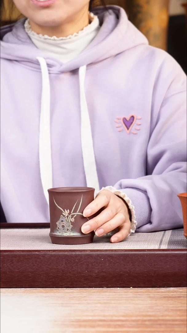 紫砂花盆兰花主人杯一只