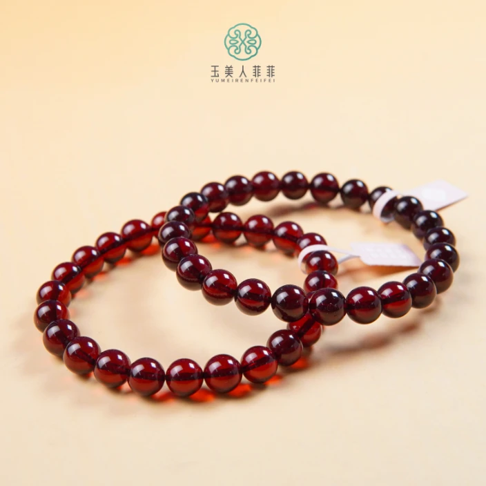 石惑珠宝%血珀单圈圆珠手串约7mm%多样性发一