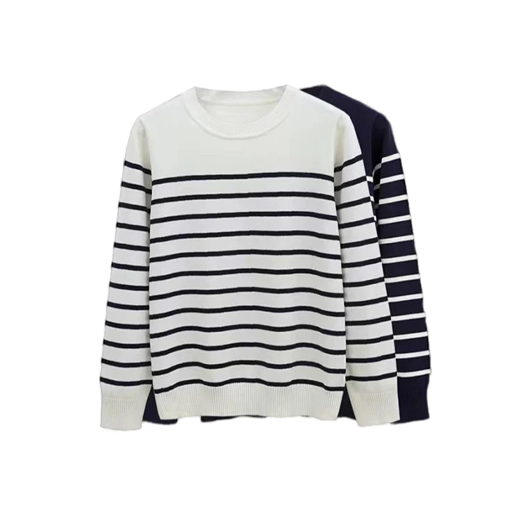 【特价福利】100%山羊绒海军条纹针织羊绒打底衫HY2004