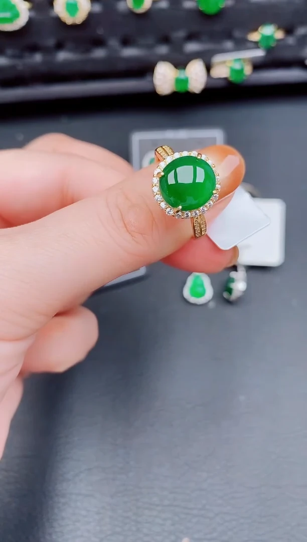 【闪购商品】翡翠戒指银S925镶嵌天然a货翡翠413