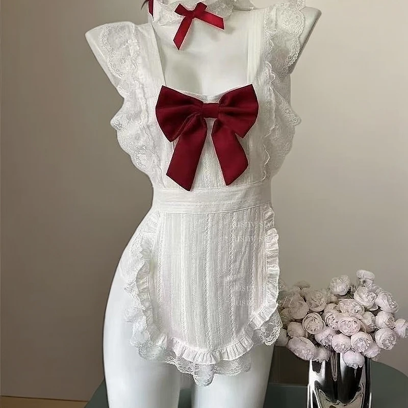 法式温柔蕾丝小睡裙性感厨娘女仆装制服蕾丝情趣激情内衣女睡裙