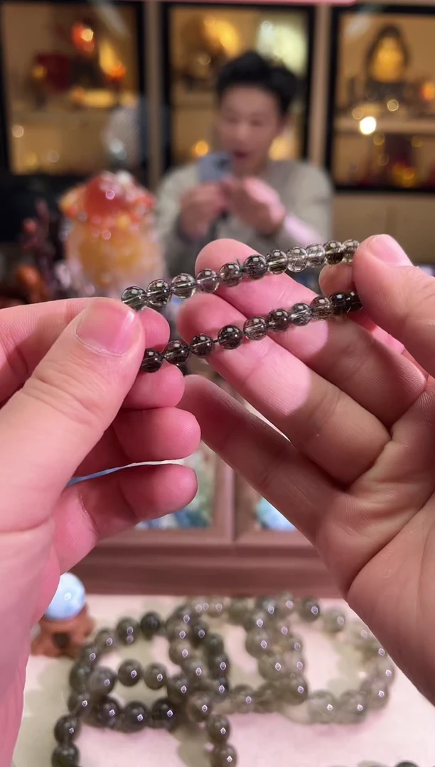 未镶嵌手链水晶6.6mm+猫眼绿发晶（多样性发一）