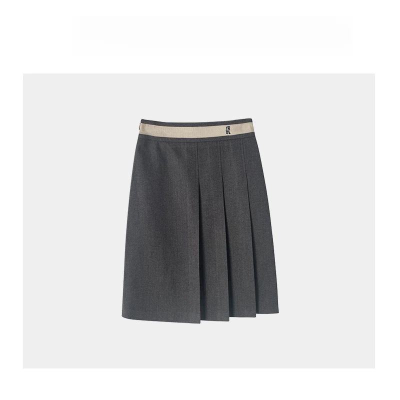 毛呢不规则百褶裙2025春夏季新款后拉链轻奢中长裙休闲气质半身裙