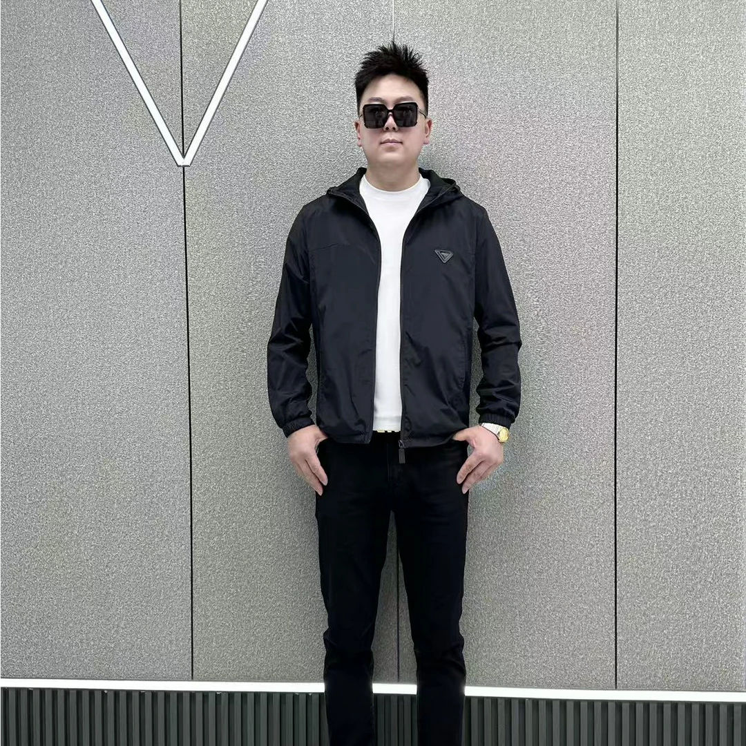富玺欧货男装25年春季新款时尚轻奢百搭男士连帽夹克外套8836