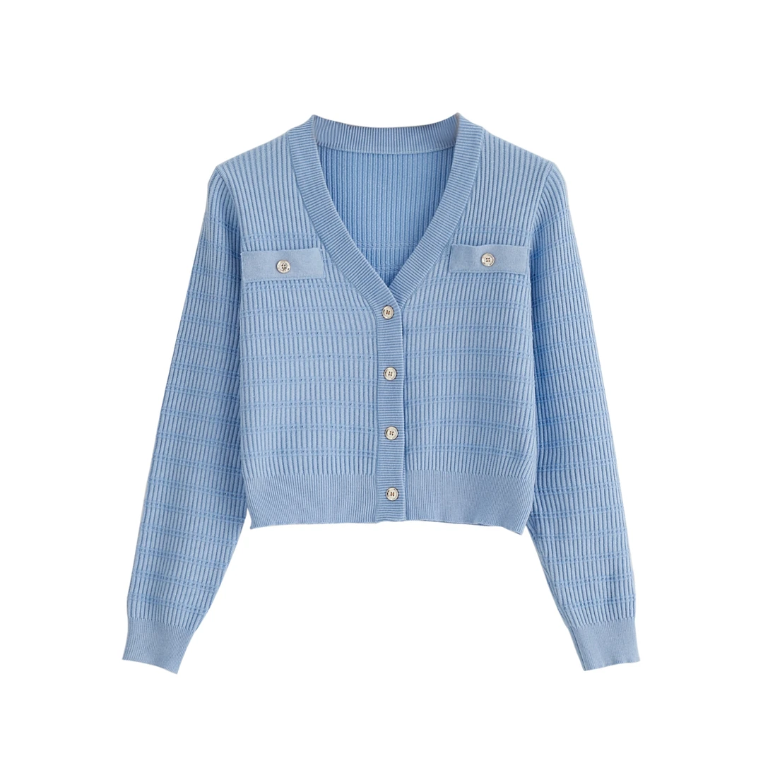 秋冬新款休闲百搭款亮色系针织长袖开衫