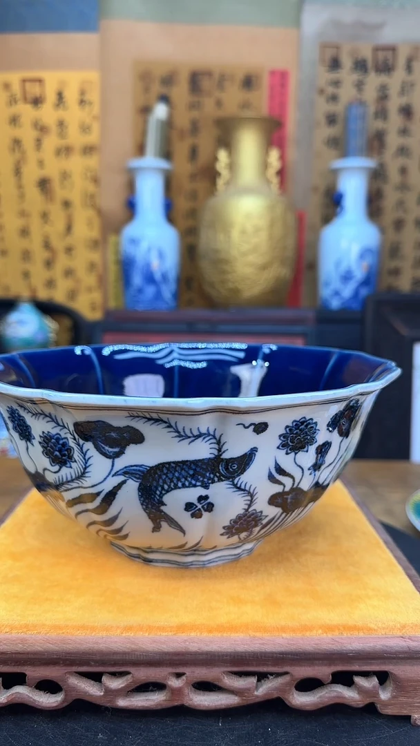 【闪购商品】瓶景德镇陶瓷祭篮鱼藻纹碗