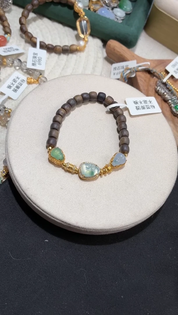 银S925镶嵌手串翡翠手串