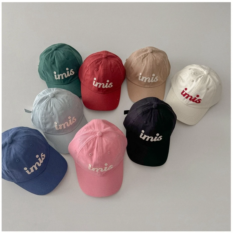 ins春秋百搭字母鸭舌帽儿童韩版纯色棒球帽中大童防晒遮阳帽子潮