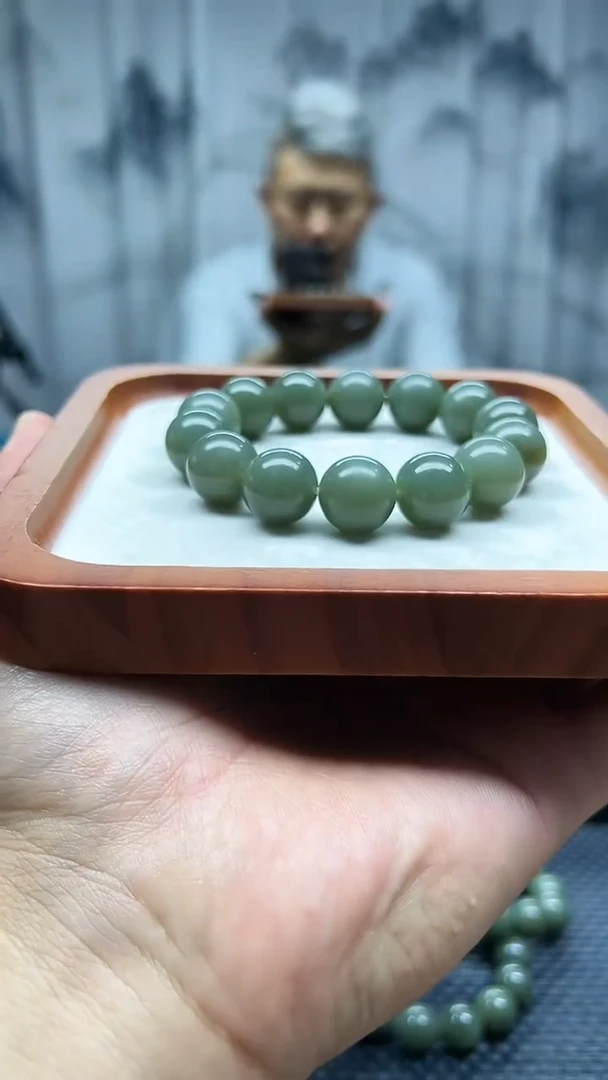 手串未镶嵌和田玉且末天空蓝卡16纯天然拍一发一