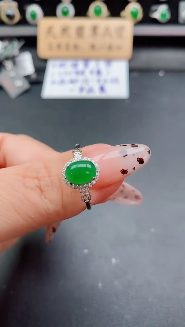 银S925镶嵌戒指翡翠1