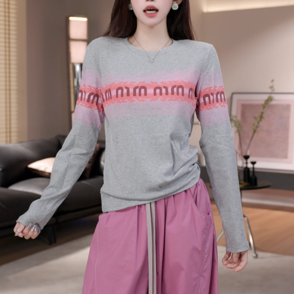 【SW】长袖T恤女早秋时尚百搭休闲洋气长袖打底衫上衣YS-0433