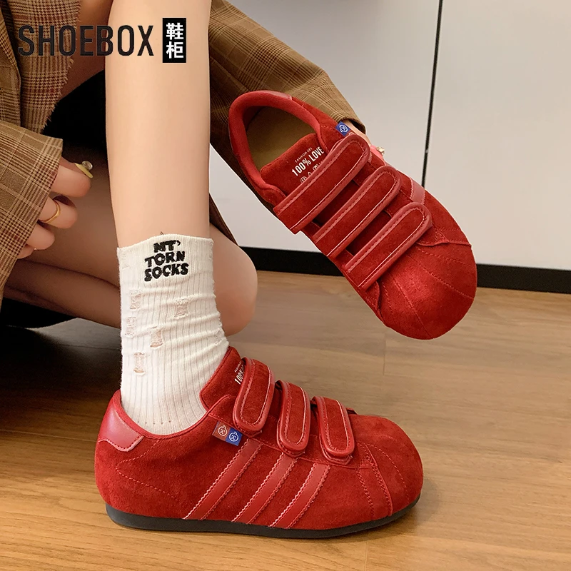 SHOEBOX鞋柜秋冬季厚底增高德训鞋女2025秋季百搭休闲复古阿甘鞋