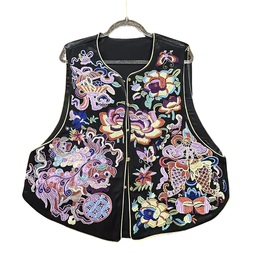 9673/#新款新中式国风《凤毛麟角》无袖国潮风重工刺绣圆领宽松马甲