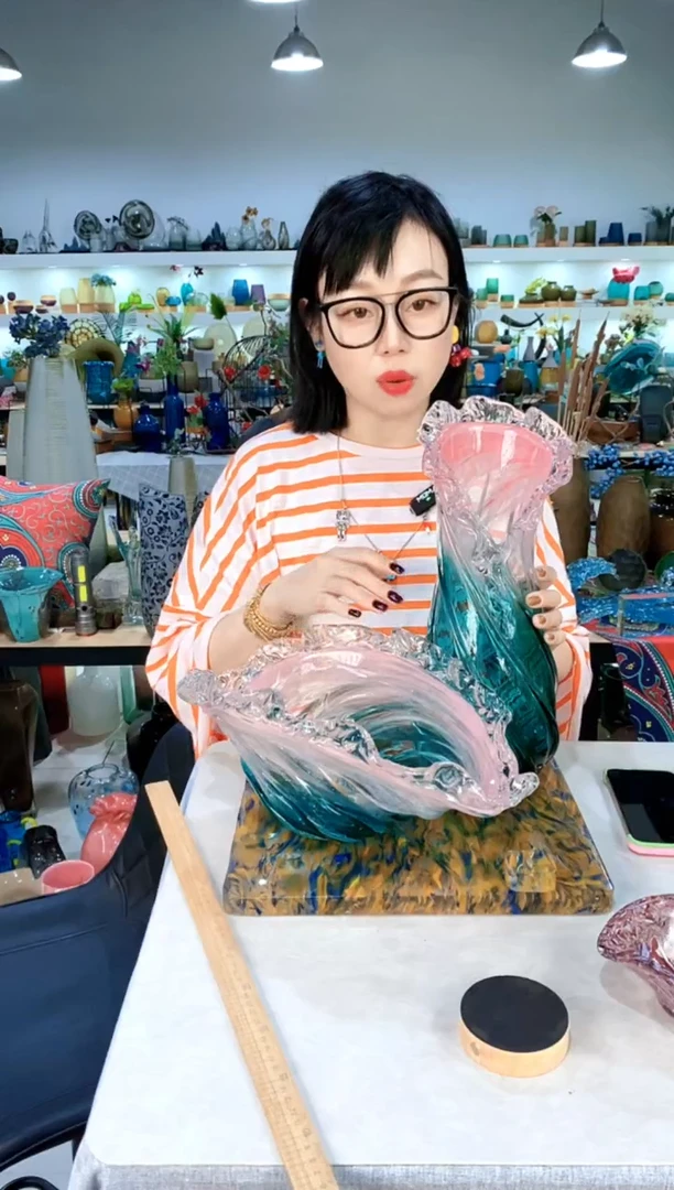 慕忆家手作琉璃花瓶一对