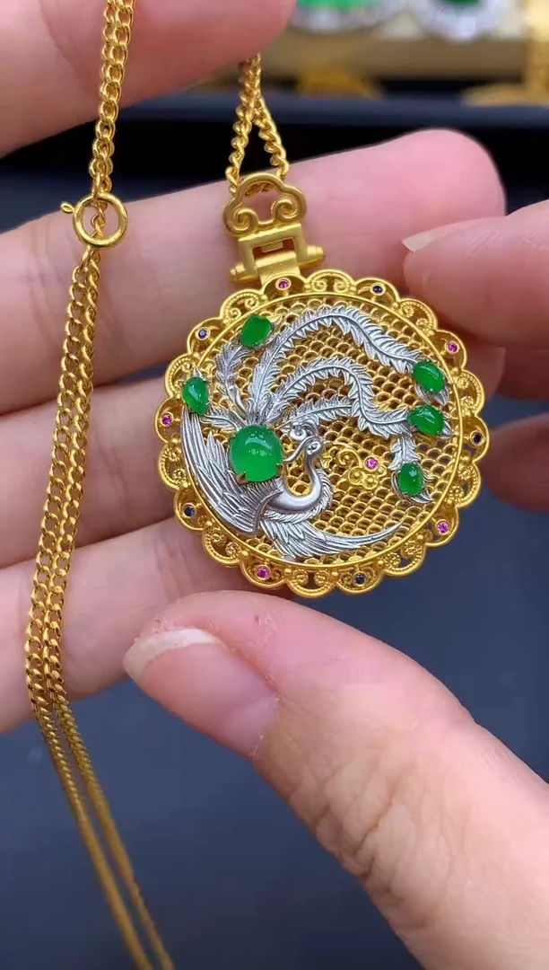 颈饰18K金镶嵌翡翠849-中国好珍宝