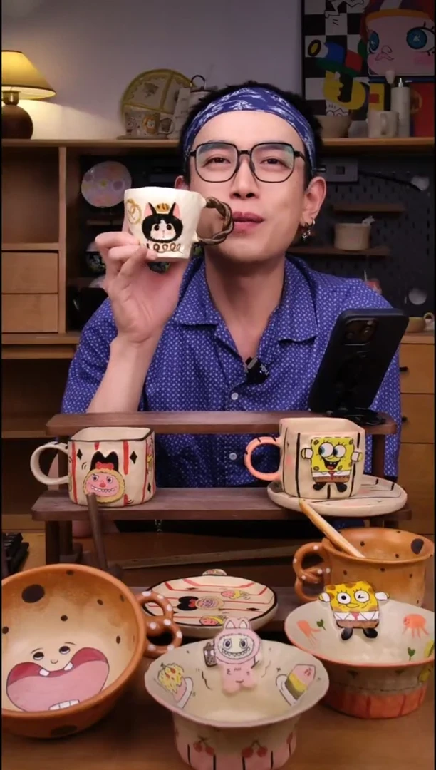 杯子景德镇可爱设计师款陶瓷
