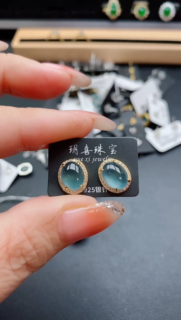 银S925镶嵌戒指翡翠1