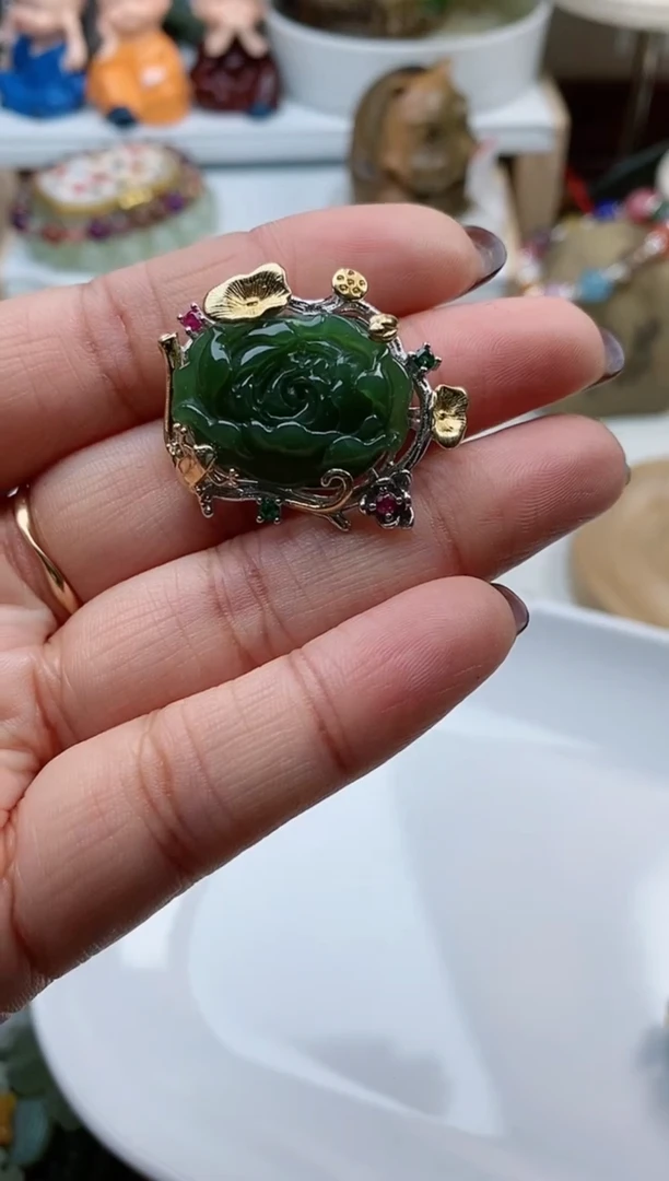 【闪购商品】和田玉（碧玉）吊坠(不含链)银S925镶嵌A5一个